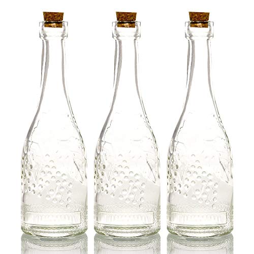 PaperLanternStore.com Bulk Pack (3) Stella Clear Vintage Glass Bottle Wedding Flower Vase - color: Stella - Clear, size: 3 Bottles