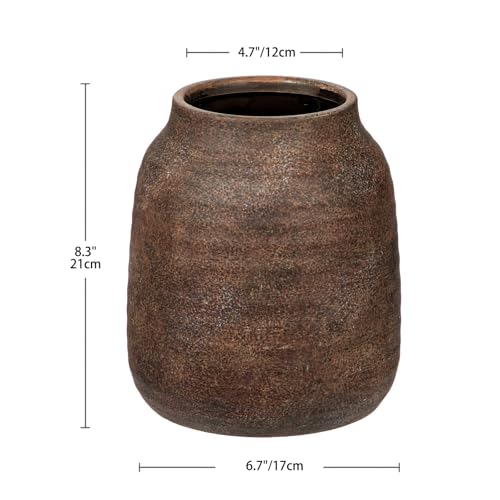 Briful Ceramic Flowers Vase Home Decor, Kitchen Dining Farmhouse Table Vases, Rustic Vintage Living Room Bathroom Bedroom Decorations for Office Coffee Desk Fireplace Shelf Mantel (8.3” Tall, Brown) - color: Brown, size: 8.3 Inch