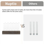 NUPTIO Vase Wedding Centerpiece for Table: 15" Long Rectangular Wooden Base and 12 Pcs Glass Test Tube Bud Vases for Flower Arrangement Dining Table Center Piece Home Decor Gifts for Plant Lovers