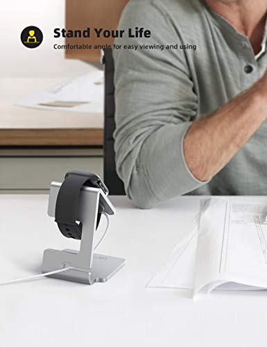 Lamicall Apple Watch Accessories, Watch Stand for Apple Watch Magnetic Fast Charger, Desk Charging Stand Holder Dock, Gift Gadeget for iWatch Series SE 11 10 9 8 7 6 5 4 3 2 1, Series Ultra, Sliver - color: Sliver