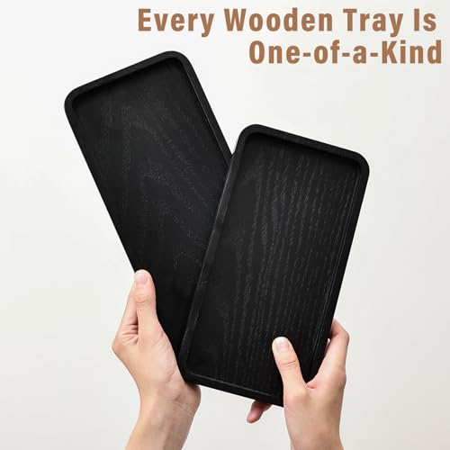 Wooden Bathroom Vanity Tray, 11.8" Bathroom Tray for Home Décor, Countertop Display, Jewelry Organizer, Candle Holder, Wooden Tray for Kitchen Counter，One-piece Red Oak Wood Cutting - size: 11.8" x 5.1" x 0.8"