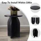 Oakrain End Table with Pedestal, Wood Side Table Bedside Sofa Couch, Modern Nightstand for Bedroom, Small Round Coffee Table for Living Room Office Balcony, Black - color: Black-round Shape