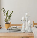 Candle Holder Stand Wooden, Pillar Candle Holders, Unity Candle Holders, Rounded Turned Colums, Country Style Ideal for Gift, Wedding, Christmas, Party, Spa - 10,8,6 Inch- Set of 3 - Antique White - color: Antique White, size: 10,8,6 Inch Set of 3 - Mid C