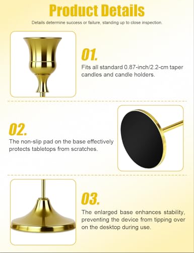 2 Sets(6 Pcs) Brass Tapered Candle Holder,Candlestick Tall Metal Candlestick Holders for Table Centerpiece Home Decor for Wedding Fireplace Mantel Housewarming Gift Fits 3/4 Inch Thick Candles - color: Brass