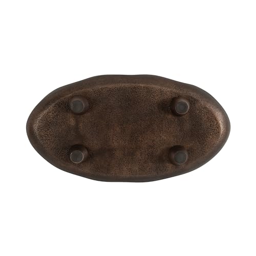 Kate and Laurel Alessia Modern Decorative Scalloped Oval Footed Metal Tray; 14 x 8; Bronze; Transitional Food-Safe Cast Aluminum Pedestal Tray with Rough Texture and Deckled Edge - color: Bronze