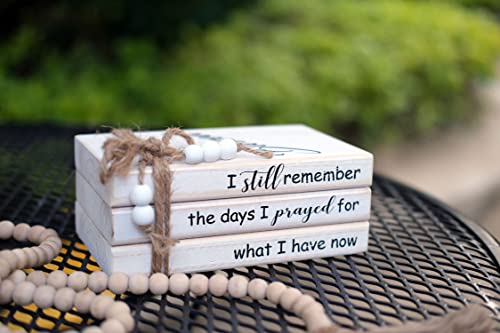 LIVDUCOT Wooden Decorative Books Stack for Coffee Table Faux Book Stack for Decoration I Still Remember the Days I Prayed Modern Farmhouse Decor White Book Decor for Shelf Mantle 7.5x5x3' - color: Prayed