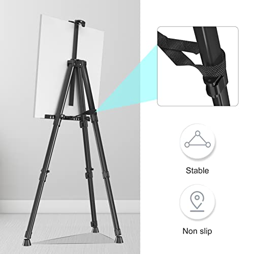 Art Painting Display Easel Stands - Portable Adjustable Aluminum Metal Tripod Artist Easels with Bags, Height from 17" to 66", Extra Sturdy for Table-Top/Floor Painting, Drawing, and Displaying, Black - style: Black - 2pack