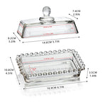 6.5'' Clear Glass Butter Dish with Handled Lid,Classic 2-Piece Design Butter Keeper For Countertop,Dishwasher Safe - size: 6.5 inches