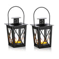 2 Pcs Tealight Lanterns Hanging Candle Holder, Metal Mini Decorative Led Tea Light Candleholder Decoration for Birthday Parties Wedding Centerpiece Relaxing Spa Setting (Black, 2 Pcs) - size: 2 Pcs