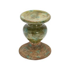 Creative Co-Op 2-Tone Sculptural Terracotta Pillar Candle Holder, Distressed Green - color: Green, size: 4.5" W x 5.25" H