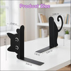 Cat Book Ends Decorative Metal Bookends for Shelves Black Cute Book Holders for Desk