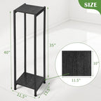 Dipion Extra Tall Plant Stand Indoor,40 Inch Plant Stands,2 Tier Metal Plant Stand with Heavy Duty Wood,Black