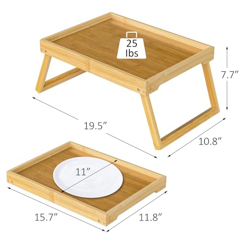 Bamboo Bed Tray Table with Folding Leg, Breakfast in Bed Tray for Eating,TV Table, Laptop Computer,Snack,Sofa or Working, Laptop Desk (1, Beige) - color: Beige