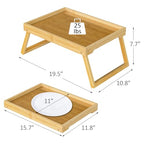 Bamboo Bed Tray Table with Folding Leg, Breakfast in Bed Tray for Eating,TV Table, Laptop Computer,Snack,Sofa or Working, Laptop Desk (1, Beige) - color: Beige