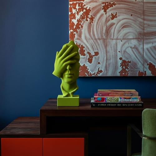 Velvet Flocked Thinker Sculpture Spring Decor for Home, Modern Abstract Art Statue Flocked Collectible Figurines for Room, Bookshelf, Office, Desk Decor (Green) - color: Nosee-green