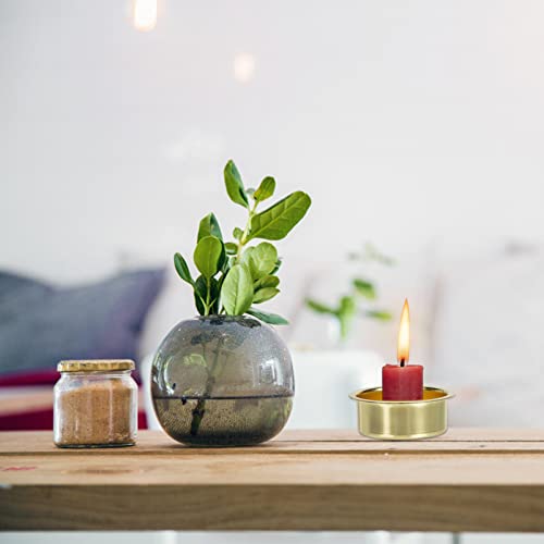 Uonlytech Wedding Table Decor 5pcs Tea Light Tins Cups, Golden Metal Tea Light Candle Holder Empty Scented Candle Cup DIY Candle Holders for Party Wedding Table Decoration Tapered Candlestick Holders - color: Golden