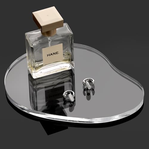 Acrylic Jewelry Dish Tray trinkets Organizer - 8mm Thickened Crystal Clear, Elegant Shape for Rings Necklaces Watches - Multi-Use Display for Perfume, Aromatherapy & Vanity Table Decor