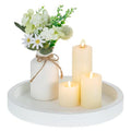 Hanobe Decorative Tray for Coffee Table: Wood Candle Holders Plate Round Rustic Trays for Ottoman Centerpiece Home Decor Living Room Kitchen Corner Organizer White