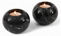 Marble Tealight Candle Holder 3-Inch Handmade Black Mini Votive Holder for Table Centerpieces, Earthy Room Decor, Decorative Candle Holder for Wedding Gifts - size: 3''