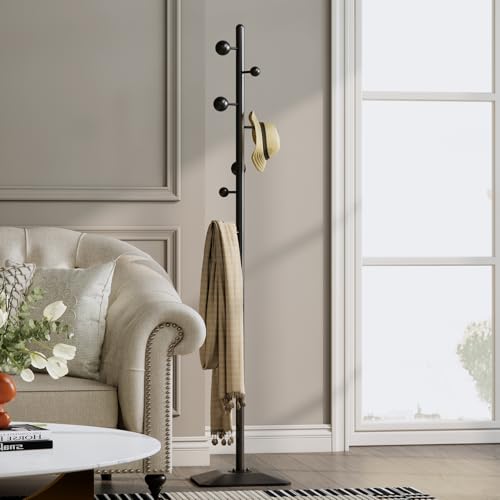 Coat rack freestanding,Coat tree freestanding heavy duty with 7 ball hooks,Coat hanger stand with metal base for entryway hallway bedroom - style: Ball hook