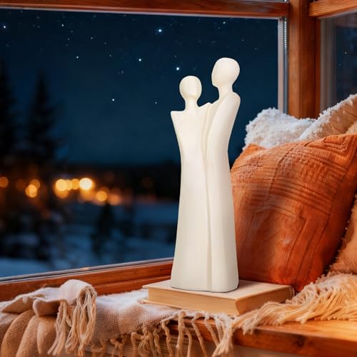 Resin Modern Abstract Sculpture, White Lovers Statues, Home Decor for Living Room, Office, Bookshelf, Gifts for Friends Love Ones - size: Lover