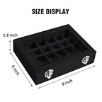 Vicoter Velvet Jewelry Box 24 Grid Jewelry Ring Display Organiser Box Tray Holder Earrings Storage Case for Girls Wife Mom Women (Black) - color: Black
