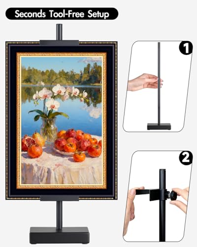 Rofio Adjustable Tabletop Easel Stand, Picture Easel Stand up to 17” H, Metal Picture Frame Holder for Artwork, Photo, Signs & Certificates (Black) - color: Black