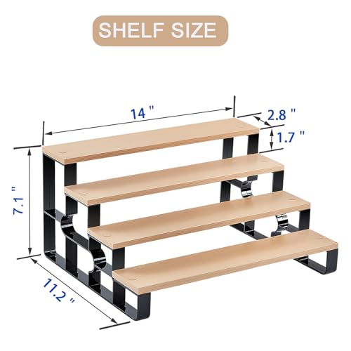Perfume Organizer for Women,4 Tier Makeup Organizer for Bathroom Decor,Spice Rack for Kitchen,Cologne Stand, Bathroom Countertop Organizers,Display Shelf (Brown,Width=14") - color: Brown, size: 4 Tiers-width=14"
