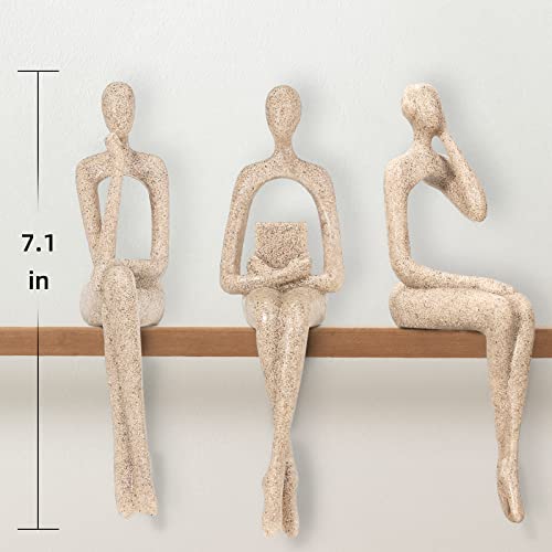 BMLCGJ Thinker Statue Gold Decor Abstract Art Sculpture, Golden Resin Collectible Figurines for Home Living Room Office Shelf Decoration,Great Gifts Ideas (Sitting Posture-Sandstone) - color: Sitting Posture--sandstone
