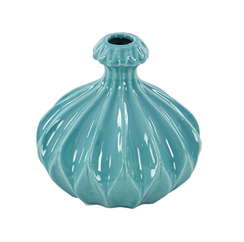 Deco 79 Ceramic Decorative Vase Centerpiece Vases with Varying Patterns, set of 3 Flower Vases for Home Decoration 6" x 6" x 6", Blue