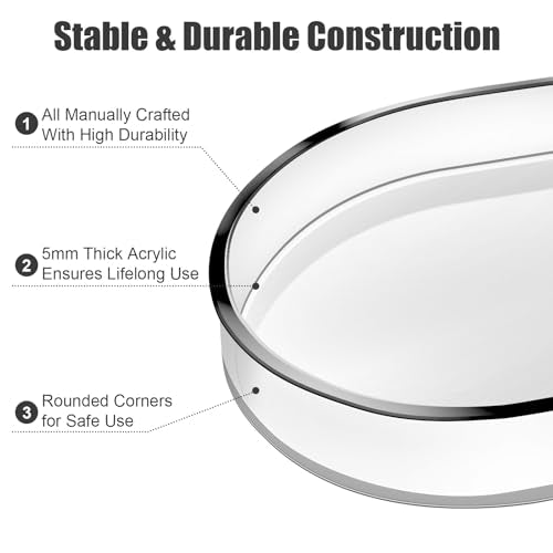 Acrylic Decorative Vanity Tray Perfume Jewelry Trinket Tray for Bathroom Counter Soap Toilet Tank Sink Small Candle Catch All Organizer, 12.6x6.3 Inches, Clear - color: Clear