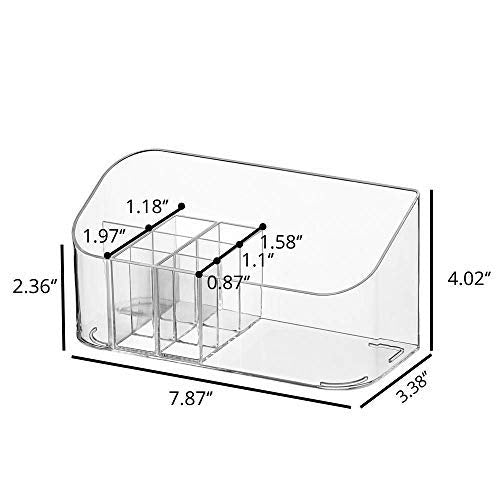 SUNFICON Makeup Tray Holder Organizer Cosmetic Display Case Tabletop Desktop Vanity Countertop Bathroom Wall Cabinet Medicine Storage Box 9 Dividers 2 Removable for Womens Ladies Girls Crystal Clear - color: Clear