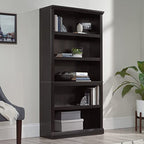 Sauder 5 Tier Book Shelf Wooden Bookcase Multipurpose Bookshelf for Home Office, Living Room, in Estate Black finish - color: Estate Black