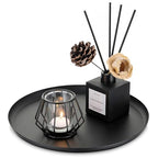 Romadedi Black Round Decorative Tray: Metal Candle Trays Decor for Coffee Table Centerpiece Large Modern Serving Tray for Kitchen Counter Farmhouse Home Decorations, 12.6 Inch