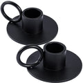 2PCS Black Taper Candle Holders with Round Handle, Matte Iron Candlestick Holders Centerpieces for Home Decoration, Wedding Anniversary, Party, Housewarming Gifts. - size: Round with Handle