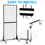 3-Pack Gridwall Panel Display Stand, 2'x5.5' Heavy Duty Floor Standing Rack with Detachable Girdwall, Movable Silent Wheel, Easy to Transport, Ideal for Retail & Craft Fairs - color: 3
