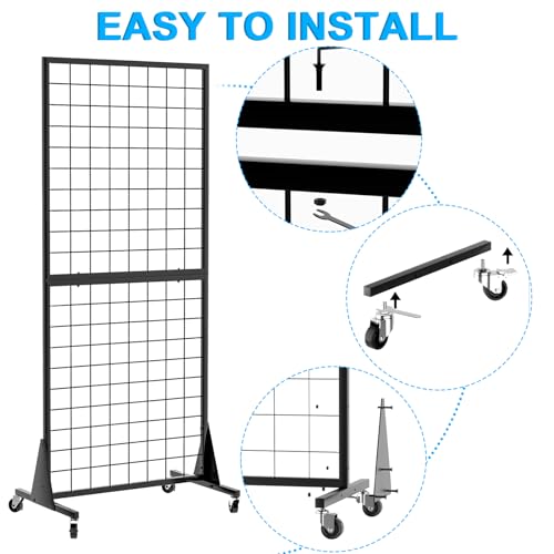 3-Pack Gridwall Panel Display Stand, 2'x5.5' Heavy Duty Floor Standing Rack with Detachable Girdwall, Movable Silent Wheel, Easy to Transport, Ideal for Retail & Craft Fairs - color: 3