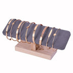 Wooden Watches Display tower Base Watch Necklace Bracelet Organizer Rack Bangle Scrunchie Headband Showcase tower (Dark Grey Suede, Flat single-layer) - color: Flat Suede Dark Gray