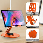 Universal Metal Cell Phone Stand, Multi-Angel Adjustable 360° Rotation Non-Slip Metal Phone Stand Compatible with iPhone 17 16 Pro Max and All Smartphones (Orange) - color: Orange