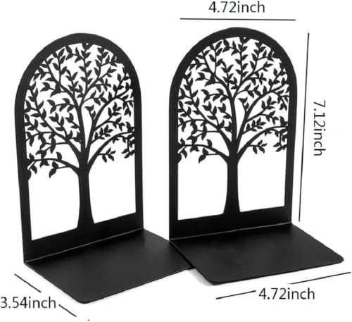 Tree Bookends Metal Nonskid Bookends Heavy Duty Bookshelves Organizer Office Bookend for Shelves, Book Ends for Heavy Books (Tree Life A,1 Pair) - color: Tree Life A,1 Pair