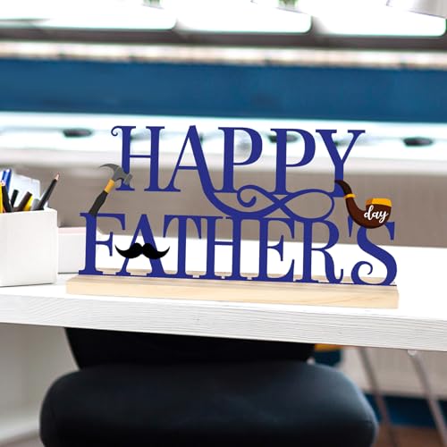 COCHIE Metal Happy Father's Day Sign, Fathers Day Decorations for Home, Shelf, Mantel, Indoor, Table Top Party Decoration, Fathers Day Gift for Dad from Daughter Son (Father's Day) - style: Father's Day