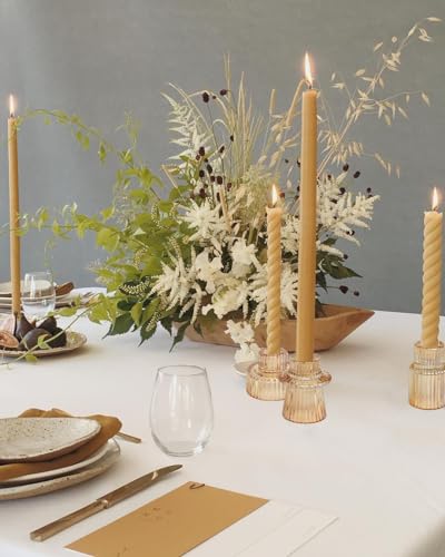 Vixdonos Taper Glass Candlestick Holders Tealight Candle Holders for Table Centerpieces, Wedding Decor and Dinner Party (6 Pcs, Gold) - color: Gold, size: 6 Pcs