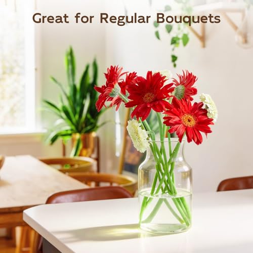 Clear Glass Vase, 4.7x7.8-inch Glass Flower Vase for Plants, Wide Mouth Vase for Home, Wedding, Living Room, Dining Table - size: 4.7”Wx7.8"H