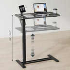FLEXISPOT H7 Adjustable Overbed Bedside Table with Wheels Pneumatic Mobile Standing Desk Laptop Desk Rolling Computer Cart Movable Overbed Table Hospital Home Use(31.5" W x 17.7" D, Black Large) - color: Black, size: Large