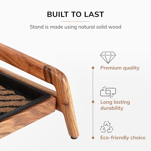 Anji Mountain Heavy Duty Waterproof Wooden Shoe Storage Mat Organizer/Boot Storage Tray Multi Use for Entryway with Coir, Tan and Black Diamond Insert, 1 Tier, Fits 2 Pair (26.5" Wide) - color: Tan and Black Diamond, size: 1 Tier, Fits 2 Pair