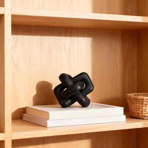 Wooden Knot Decoration Bohemian Decoration Hand-Carved Knot Black Coffee Table Decoration Suitable for Modern Home Bedroom Living Room Farmhouse Dining Table Minimalist Decoration (Black) - color: Black