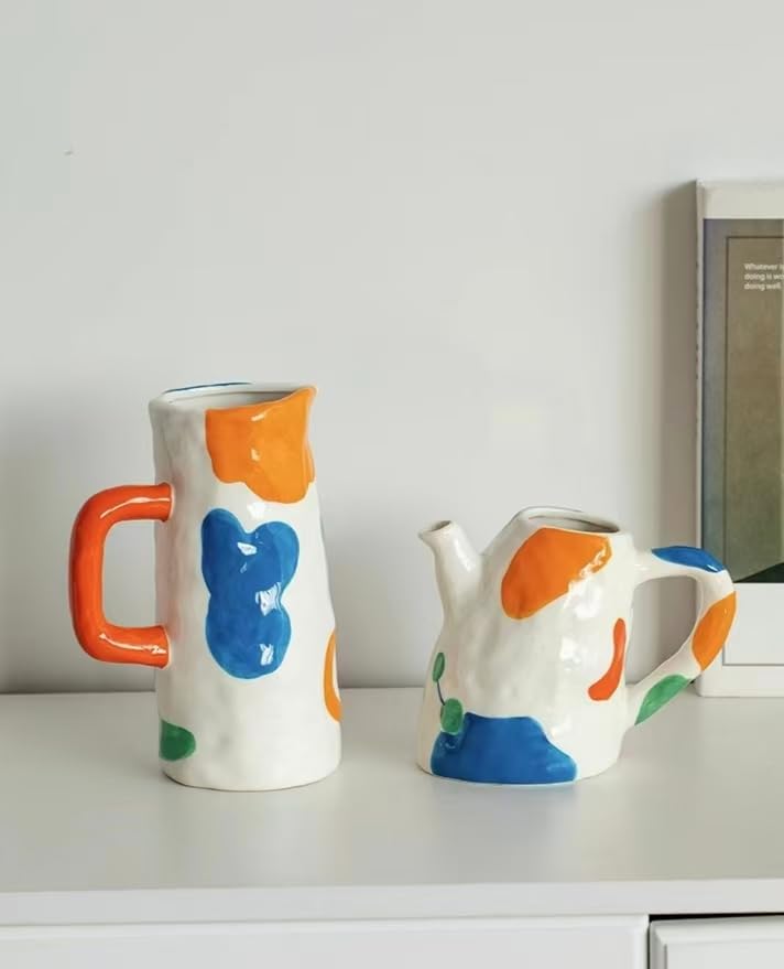 Modern Decorative Abstract Pattern Ceramic Vase, Contemporary Art Home Decor，6 Styles to Choose from (Style B) - size: Style B