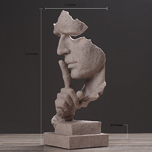 Creative Abstract The Thinker Statue Sandstone Face & Hand Statues and Sculptures Home & Office Desk Decoration (Sand Silence)