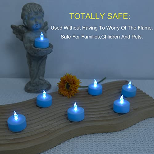 LED Tea Lights Candles- 50PACK Blue Flameless Candles Realistic and Bright Flickering Long Lasting 200Hours for Holiday Celebration,Party,Home Decoration,Battery Operated - color: Blue, size: 50pack