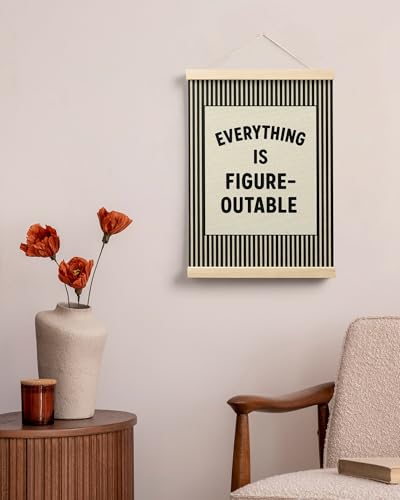 FGFK Everything Is Figureoutable Positive Affirmations Wall Art Poster Hanger Frame, Retro Black Inspirational Canvas Prints Framed Wall Decor for Office Classroom Home Bedroom, 12x16 Inch - color: Retro Black